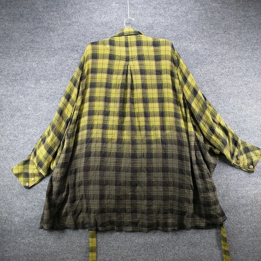 We The Free Yellow Green Plaid Button Down Shirt Jacket - Picture 5 of 12